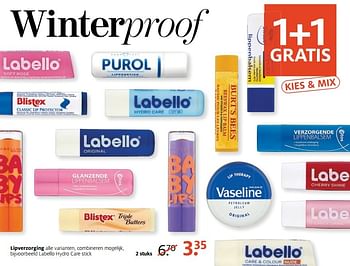 Aanbiedingen Lipverzorging labello hydro care stick - Labello - Geldig van 05/12/2016 tot 18/12/2016 bij Etos