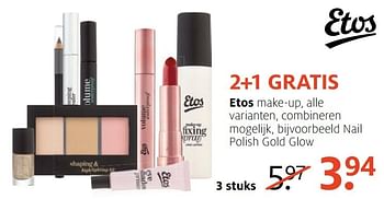 Aanbiedingen Etos make-up, nail polish gold glow - Huismerk - Etos - Geldig van 05/12/2016 tot 18/12/2016 bij Etos