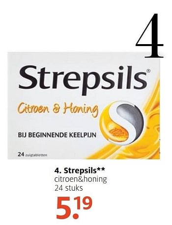 Aanbiedingen Strepsils citroen+honing - Strepsils - Geldig van 05/12/2016 tot 18/12/2016 bij Etos
