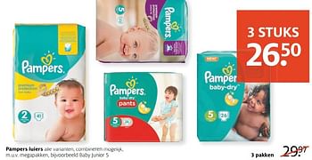 Aanbiedingen Pampers luiers baby junior 5 - Pampers - Geldig van 05/12/2016 tot 18/12/2016 bij Etos