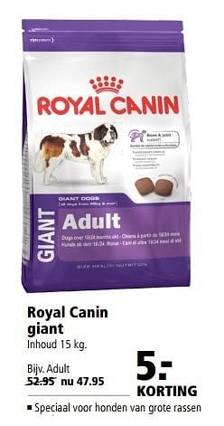 Aanbiedingen Royal canin giant adult - Royal Canin - Geldig van 05/12/2016 tot 18/12/2016 bij Welkoop