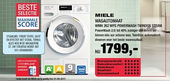 Aanbiedingen Miele wasautomaat wmh 262 wps powerwash twindos steam - Miele - Geldig van 09/12/2016 tot 18/12/2016 bij Electro World