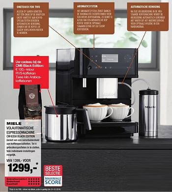 Aanbiedingen Miele volautomatische espressomachine cm 6350 black edition - Miele - Geldig van 09/12/2016 tot 18/12/2016 bij Electro World