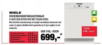 Aanbiedingen Miele onderbouwafwasautomaat g 4203 scu active rvs met clean steel - Miele - Geldig van 09/12/2016 tot 18/12/2016 bij Electro World