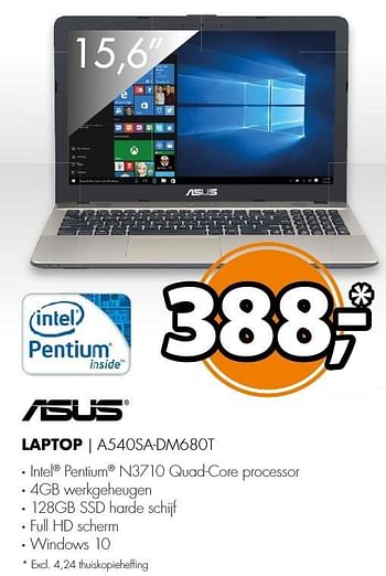 Aanbiedingen Asus laptop a540sa-dm680t - Asus - Geldig van 11/12/2016 tot 18/12/2016 bij Expert