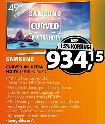 Aanbiedingen Samsung curved 4k ultra hd tv ue49ku6670 - Samsung - Geldig van 11/12/2016 tot 18/12/2016 bij Expert