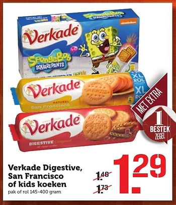 Aanbiedingen Verkade digestive, san francisco of kids koeken - Verkade - Geldig van 12/12/2016 tot 18/12/2016 bij Coop