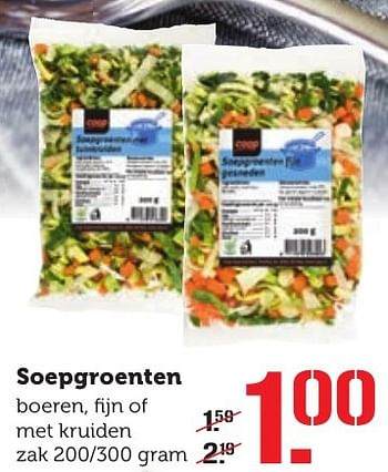 Aanbiedingen Soepgroenten boeren, fi jn of met kruiden - Huismerk - Coop - Geldig van 12/12/2016 tot 18/12/2016 bij Coop
