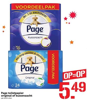 Aanbiedingen Page toiletpapier original of kussenzacht - Page - Geldig van 12/12/2016 tot 18/12/2016 bij Coop