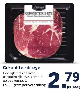 Aanbiedingen Gerookte rib-eye - Delicieux - Geldig van 12/12/2016 tot 18/12/2016 bij Lidl