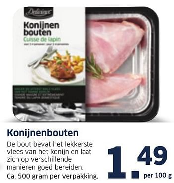 Aanbiedingen Konijnenbouten - Delicieux - Geldig van 12/12/2016 tot 18/12/2016 bij Lidl