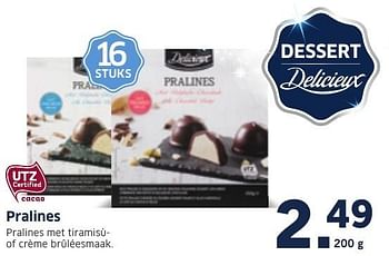 Aanbiedingen Pralines - Delicieux - Geldig van 12/12/2016 tot 18/12/2016 bij Lidl