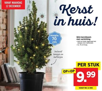 Aanbiedingen Mini-kerstboom met verlichting - Huismerk - Lidl - Geldig van 12/12/2016 tot 18/12/2016 bij Lidl