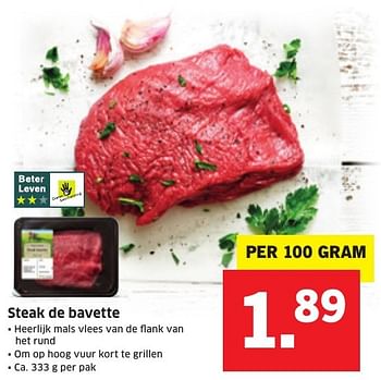 Aanbiedingen Steak de bavette - Huismerk - Lidl - Geldig van 12/12/2016 tot 18/12/2016 bij Lidl