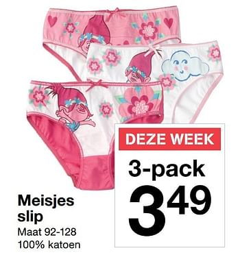 Aanbiedingen Meisjes slip - Huismerk - Zeeman  - Geldig van 17/12/2016 tot 23/12/2016 bij Zeeman