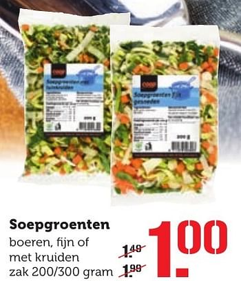 Aanbiedingen Soepgroenten boeren, fijn of met kruiden - Huismerk - Coop - Geldig van 12/12/2016 tot 18/12/2016 bij Coop