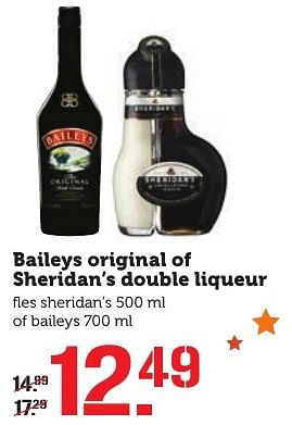 Aanbiedingen Baileys original of sheridan`s double liqueur - Baileys - Geldig van 12/12/2016 tot 18/12/2016 bij Coop