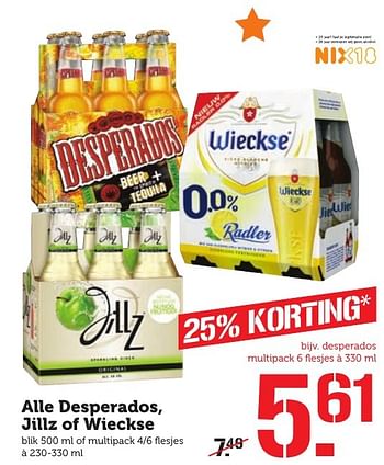 Aanbiedingen Alle desperados, jillz of wieckse - Huismerk - Coop - Geldig van 12/12/2016 tot 18/12/2016 bij Coop