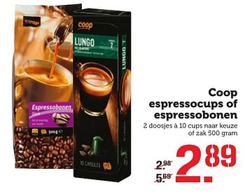 Aanbiedingen Coop espressocups of espressobonen - Huismerk - Coop - Geldig van 12/12/2016 tot 18/12/2016 bij Coop