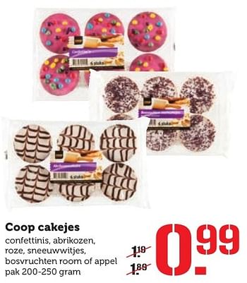 Aanbiedingen Coop cakejes confettinis, abrikozen, roze, sneeuwwitjes, bosvruchten room of appel - Huismerk - Coop - Geldig van 12/12/2016 tot 18/12/2016 bij Coop