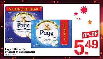 Aanbiedingen Page toiletpapier original of kussenzacht - Page - Geldig van 12/12/2016 tot 18/12/2016 bij Coop