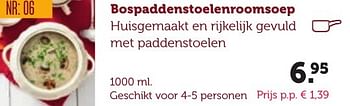 Aanbiedingen Bospaddenstoelenroomsoep - Huismerk - Coop - Geldig van 06/12/2016 tot 19/12/2016 bij Coop