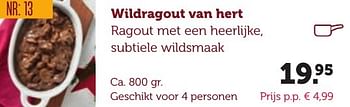 Aanbiedingen Wildragout van hert - Huismerk - Coop - Geldig van 06/12/2016 tot 19/12/2016 bij Coop