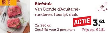 Aanbiedingen Biefstuk van blonde d`aquitainerunderen, heerlijk mals - Huismerk - Coop - Geldig van 06/12/2016 tot 19/12/2016 bij Coop