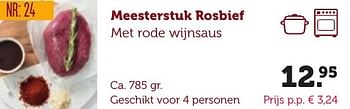 Aanbiedingen Meesterstuk rosbief met rode wijnsaus - Huismerk - Coop - Geldig van 06/12/2016 tot 19/12/2016 bij Coop