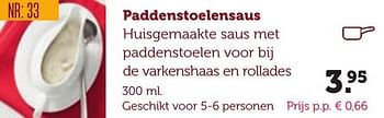 Aanbiedingen Paddenstoelensaus - Huismerk - Coop - Geldig van 06/12/2016 tot 19/12/2016 bij Coop