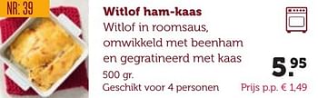 Aanbiedingen Witlof ham-kaas witlof in roomsaus - Huismerk - Coop - Geldig van 06/12/2016 tot 19/12/2016 bij Coop