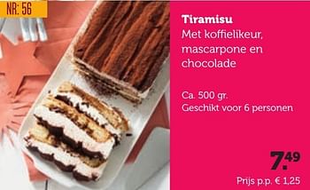 Aanbiedingen Tiramisu met koffielikeur, mascarpone en chocolade - Huismerk - Coop - Geldig van 06/12/2016 tot 19/12/2016 bij Coop