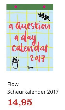 Aanbiedingen Flow scheurkalender 2017 - Huismerk - Bol - Geldig van 06/12/2016 tot 26/12/2016 bij Bol