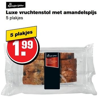 Aanbiedingen Luxe vruchtenstol met amandelspijs - Huismerk - Hoogvliet - Geldig van 14/12/2016 tot 20/12/2016 bij Hoogvliet