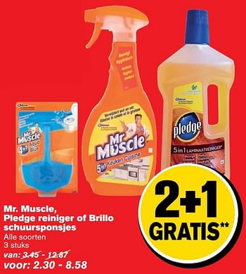 Aanbiedingen Mr. muscle, pledge reiniger of brillo schuursponsjes - Huismerk - Hoogvliet - Geldig van 14/12/2016 tot 20/12/2016 bij Hoogvliet