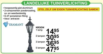 Aanbiedingen Kroon 1 lamp - Diamant - Geldig van 19/12/2016 tot 07/01/2017 bij Van Cranenbroek
