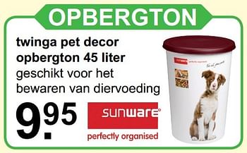 Aanbiedingen Twinga pet decor opbergton - Sunware - Geldig van 19/12/2016 tot 07/01/2017 bij Van Cranenbroek