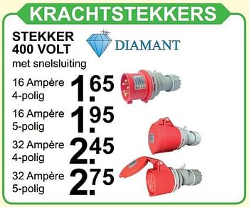 Aanbiedingen Stekker 400 volt - Diamant - Geldig van 19/12/2016 tot 07/01/2017 bij Van Cranenbroek