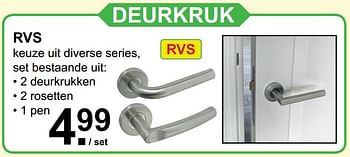 Aanbiedingen Deurkruk rvs - Huismerk - Van Cranenbroek - Geldig van 19/12/2016 tot 07/01/2017 bij Van Cranenbroek