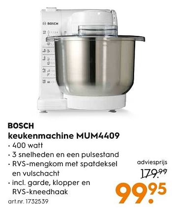 Aanbiedingen Bosch keukenmachine mum4409 - Bosch - Geldig van 05/12/2016 tot 21/12/2016 bij Blokker