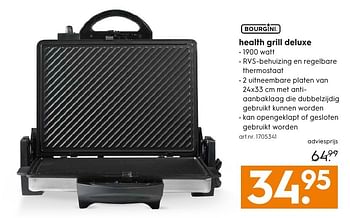 Aanbiedingen Bourgini health grill deluxe - Bourgini - Geldig van 05/12/2016 tot 21/12/2016 bij Blokker