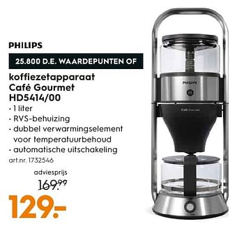 Aanbiedingen Philips koffiezetapparaat café gourmet hd5414-00 - Philips - Geldig van 05/12/2016 tot 21/12/2016 bij Blokker