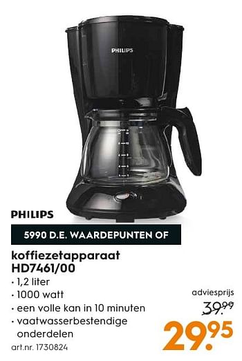 Aanbiedingen Philips koffiezetapparaat hd7461-00 - Philips - Geldig van 05/12/2016 tot 21/12/2016 bij Blokker