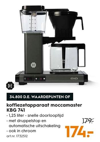 Aanbiedingen Douwe egberts koffiezetapparaat moccamaster kbg 741 - Douwe Egberts - Geldig van 05/12/2016 tot 21/12/2016 bij Blokker