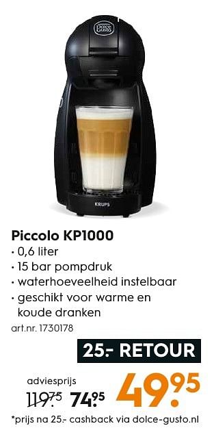 Aanbiedingen Krups piccolo kp1000 - Krups - Geldig van 05/12/2016 tot 21/12/2016 bij Blokker