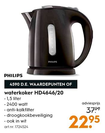 Aanbiedingen Philips waterkoker hd4646-20 - Philips - Geldig van 05/12/2016 tot 21/12/2016 bij Blokker