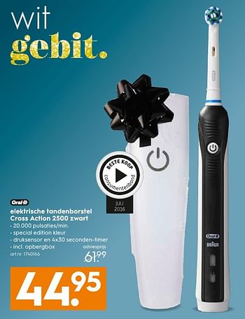 Aanbiedingen Oral-b elektrische tandenborstel cross action 2500 zwart - Oral-B - Geldig van 05/12/2016 tot 21/12/2016 bij Blokker