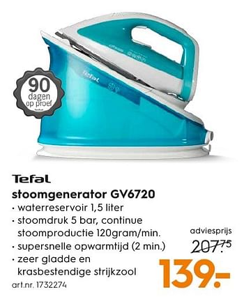 Aanbiedingen Tefal stoomgenerator gv6720 - Tefal - Geldig van 05/12/2016 tot 21/12/2016 bij Blokker