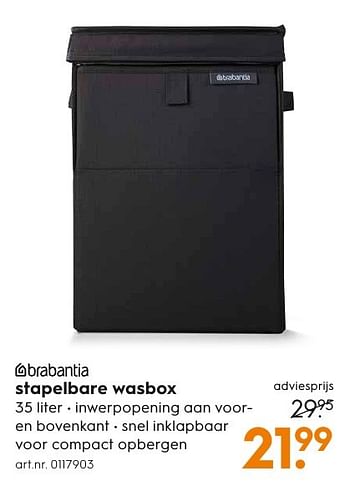 Aanbiedingen Stapelbare wasbox - Brabantia - Geldig van 05/12/2016 tot 21/12/2016 bij Blokker