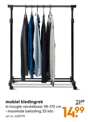 Aanbiedingen Mobiel kledingrek - Huismerk - Blokker - Geldig van 05/12/2016 tot 21/12/2016 bij Blokker